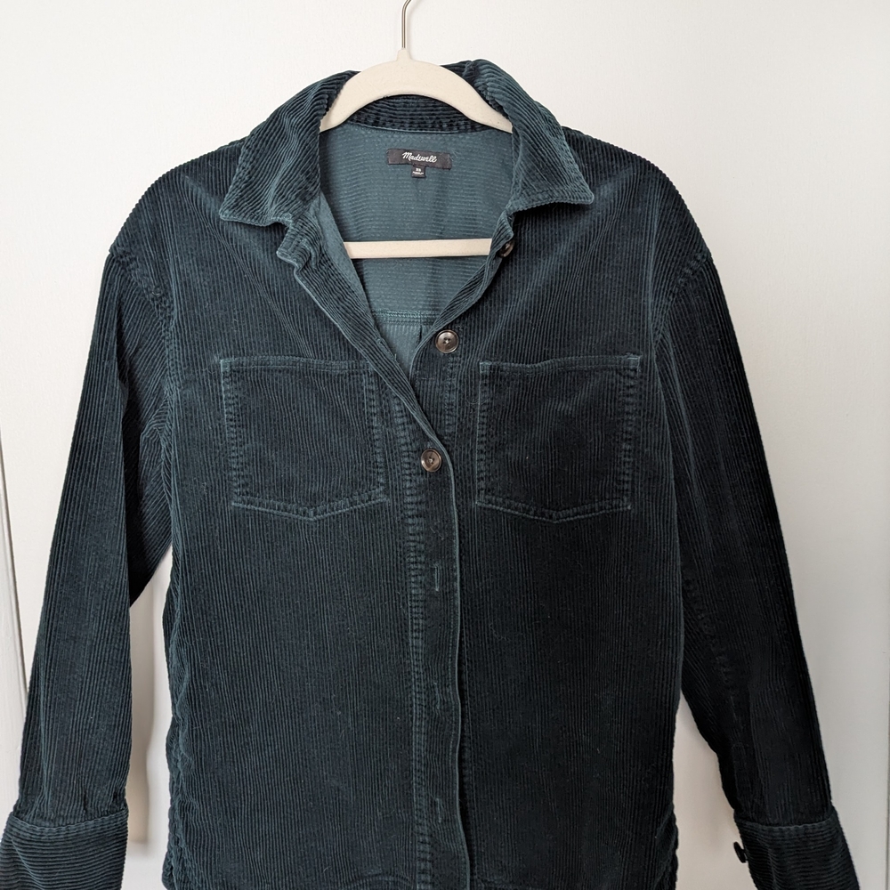 Madewell Corduroy Shacket Jacket - Teal Green